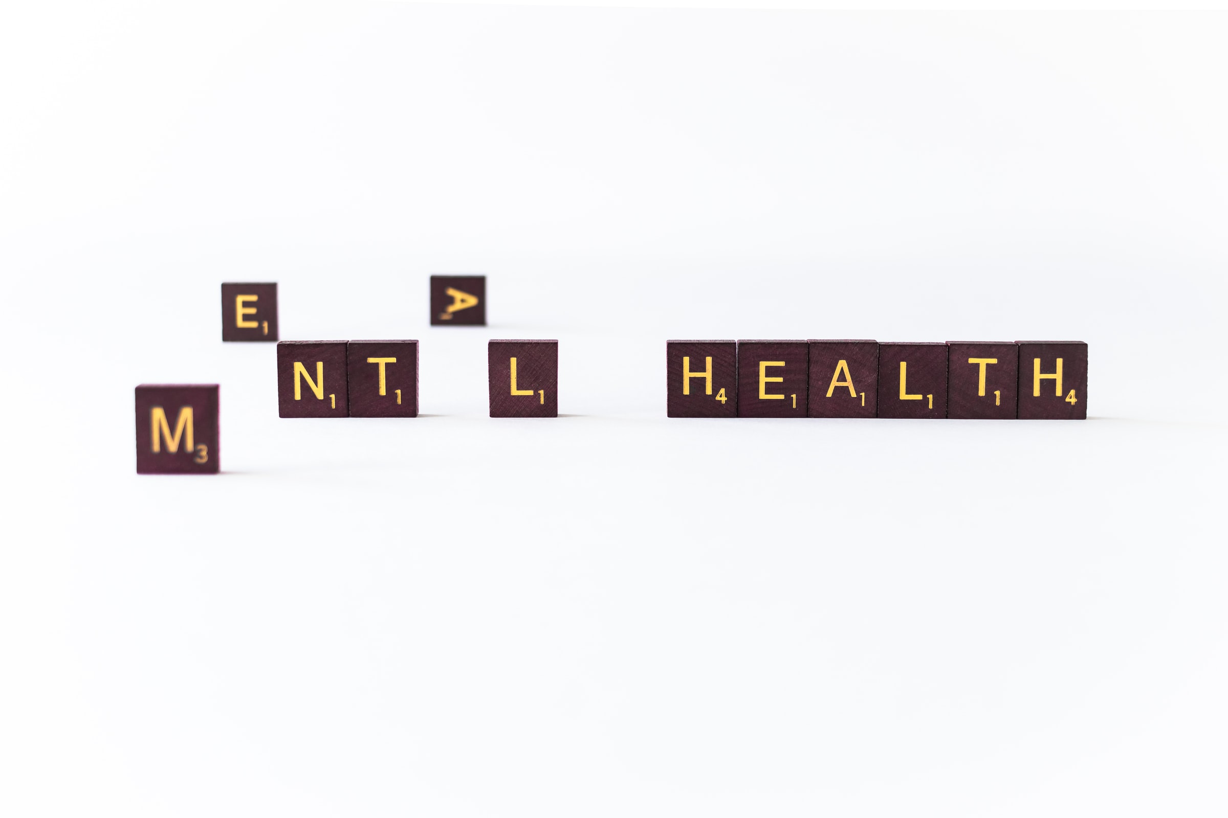 The picture shows the words Mental Health placed in small word blocks.