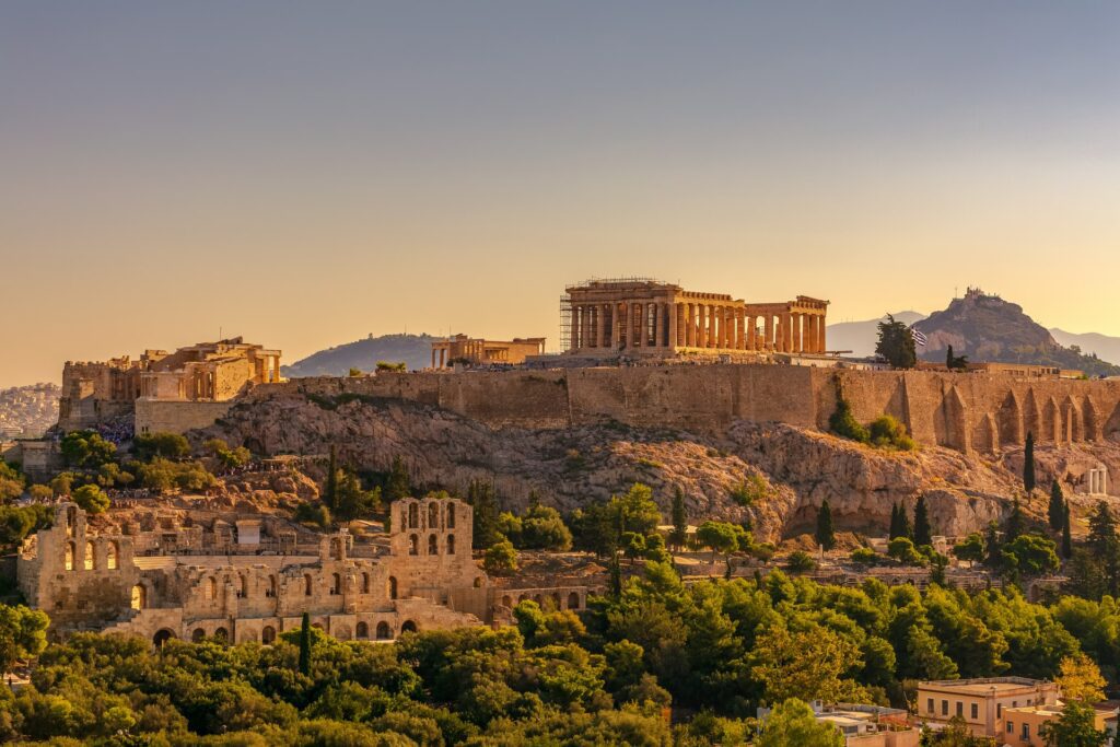 View of the acropolis in Athens