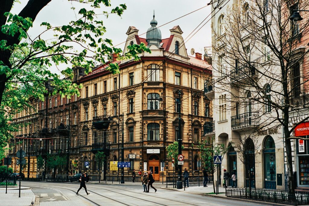 Old art nouveau buildings in Krakow
